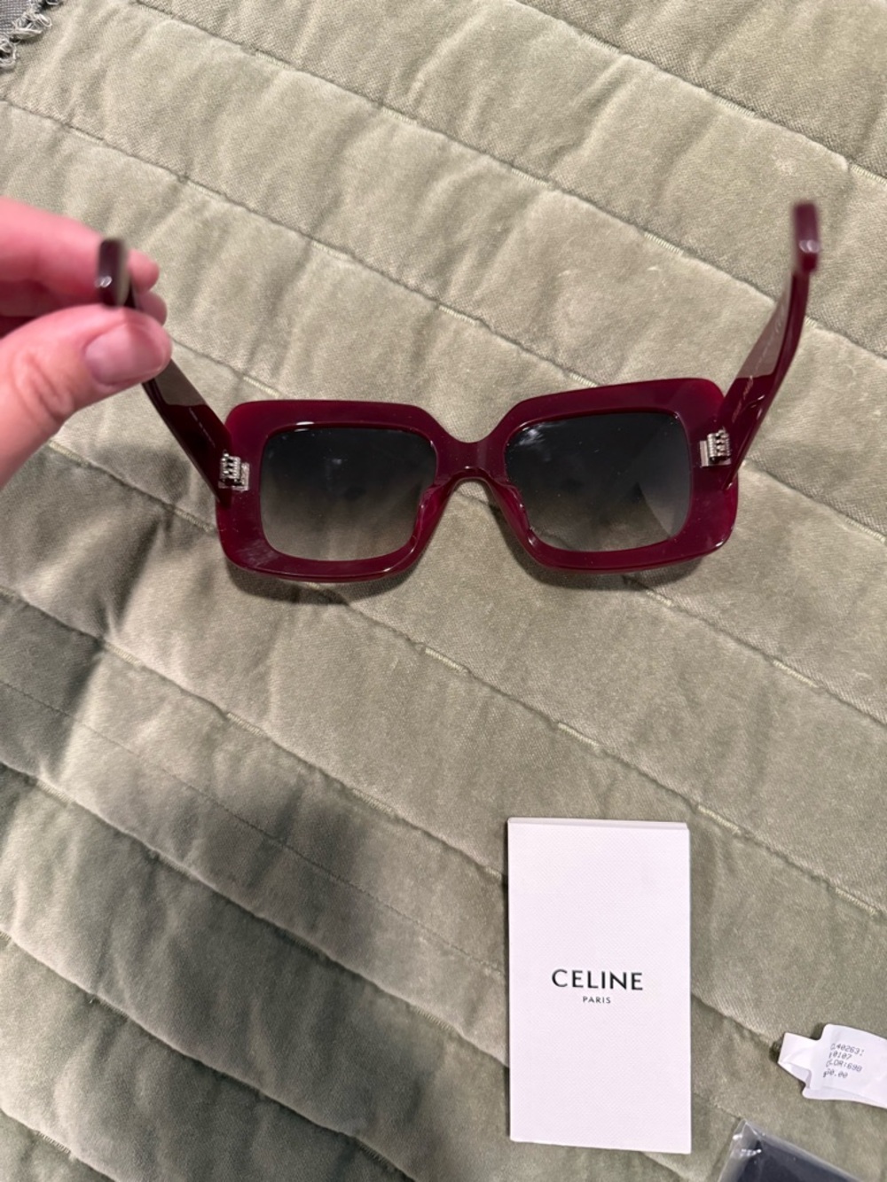 Women's Celine Bold 54MM Square Sunglasses in Bordeaux - Picture 2 of 10